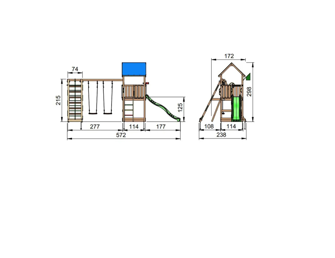 Jungle Gym Castle legetårn komplet inkl. climb module xtra ekskl. rutschebane
