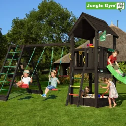 Jungle Gym Club legetårn komplet inkl. climb module xtra og rutschebane, grundmalet sort