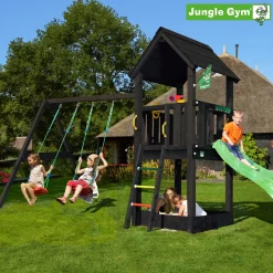 Jungle Gym Club legetårn komplet inkl. swing module xtra ekskl. rutschebane, grundmalet sort