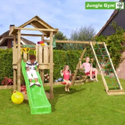 Jungle Gym House legetårn komplet inkl. climb module xtra ekskl. rutschebane