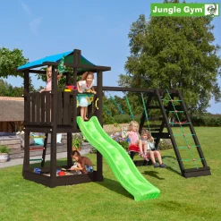 Jungle Gym Hut legetårn komplet inkl. climb module xtra ekskl. rutschebane, grundmalet sort