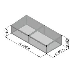 KGT 210 mistbænk i aluminium, 205 x 91 x 46 cm