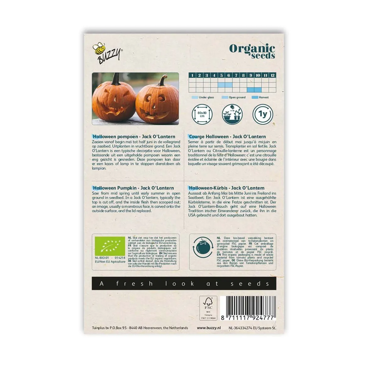 Økologisk Græskar frø, Jack O' Lantern