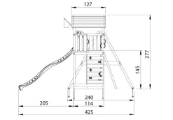 Legetårn Jungle Gym Cottage 2.1 m/2-Climb Modul 220 og gul rutschebane