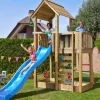 Legetårn Jungle Gym Mansion 2.1 m/blå rutsjebane og 120 kg sand