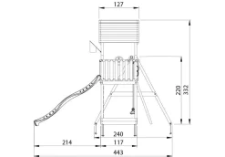 Legetårn Jungle Gym Mansion 2.1 m/2-Swing Module 220 og blå rutsjebane