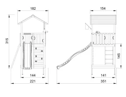 Legetårn Jungle Gym Sierra 2.1 m/gul rutschebane