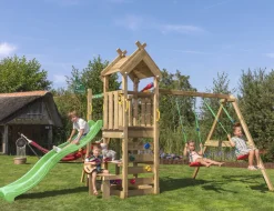 Legetårn Jungle Gym Teepee m/2-Swing Module 200 og grøn rutschebane