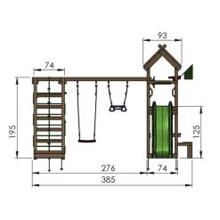 Legetårn Jungle Gym Totem w/2-Climb Module 200 blå rutschebane