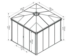 Palram - Canopia Ledro 3000 lukket havepavillon, antracitgrå