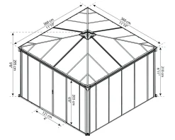 Palram - Canopia Ledro 3600 lukket havepavillon, antracitgrå